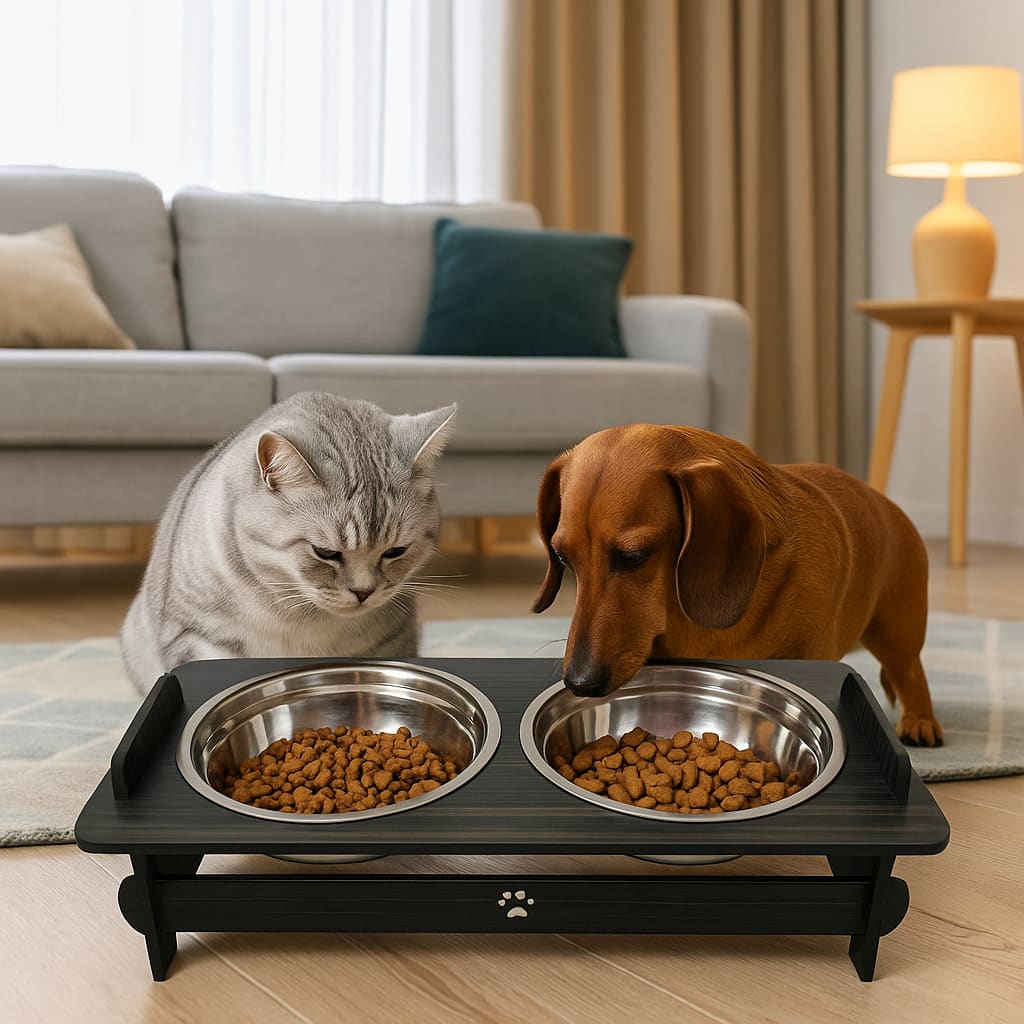 Comedouro Bebedouro Com TAMPAS Pet Elevado Cão e Gato Tigelas Inox