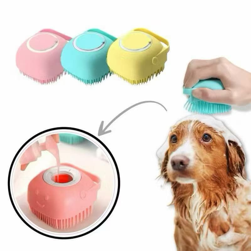 Esponja De Banho Silicone Com Dispenser Massageador Escova Shampoo Sabonete Liquido Infantil Pet Crianças